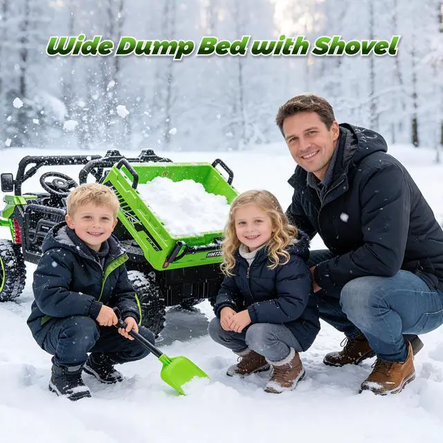 Alt view image 2 of 7 - TCARAIWEN Kids 2 Seater Ride on Car 24V Electric Dump Truck 4WD Off-road UTV with Low & High Speeds Remote Control Bluetooth Music LED Lights