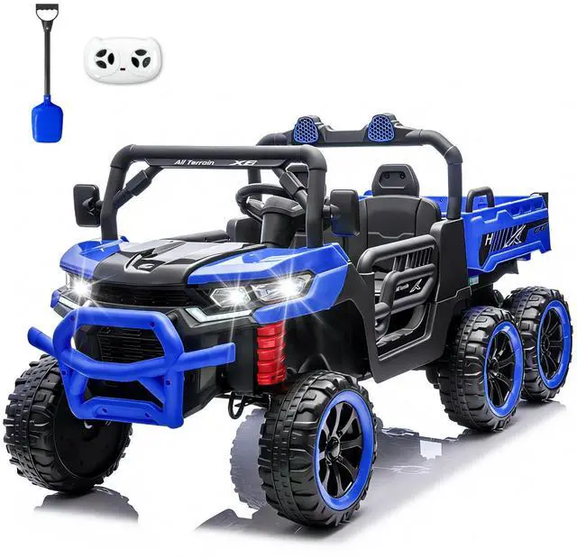 Main image of TCARAIWEN Kids 2 Seater Ride on Car 24V Electric Dump Truck 4WD Off-road UTV with Low & High Speeds Remote Control Bluetooth Music LED Lights