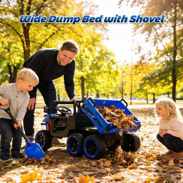Alt view image 2 of 7 - TCARAIWEN Kids 2 Seater Ride on Car 24V Electric Dump Truck 4WD Off-road UTV with Low & High Speeds Remote Control Bluetooth Music LED Lights