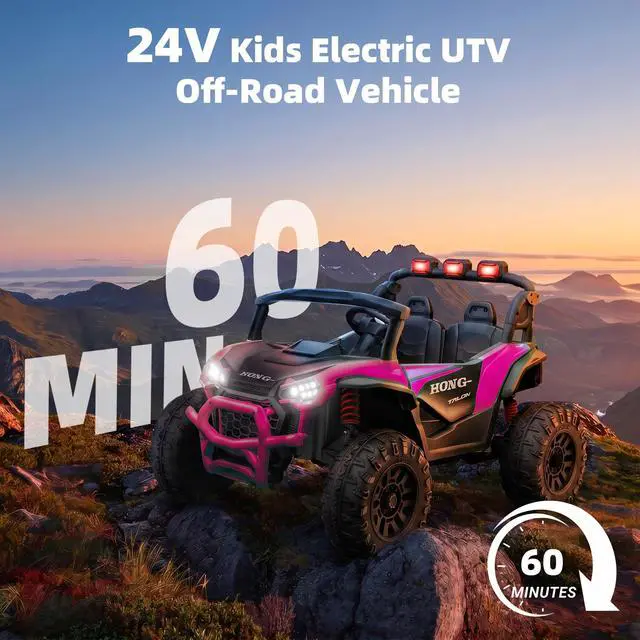 Alt view image 4 of 7 - Upgraded Kids Off-Road Electric Car, Large Capacity Battery, with Remote Control, Bluetooth, LED Lights, Outdoor Ride-On Toy Car , for Boys and Girls(pink)