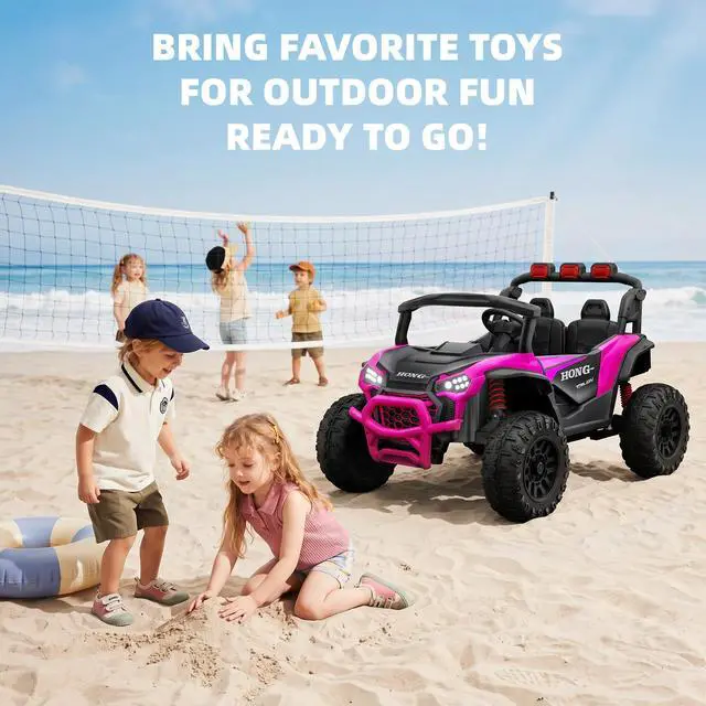 Alt view image 7 of 7 - Upgraded Kids Off-Road Electric Car, Large Capacity Battery, with Remote Control, Bluetooth, LED Lights, Outdoor Ride-On Toy Car , for Boys and Girls(pink)