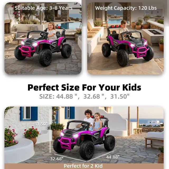 Alt view image 5 of 7 - Upgraded Kids Off-Road Electric Car, Large Capacity Battery, with Remote Control, Bluetooth, LED Lights, Outdoor Ride-On Toy Car , for Boys and Girls(pink)