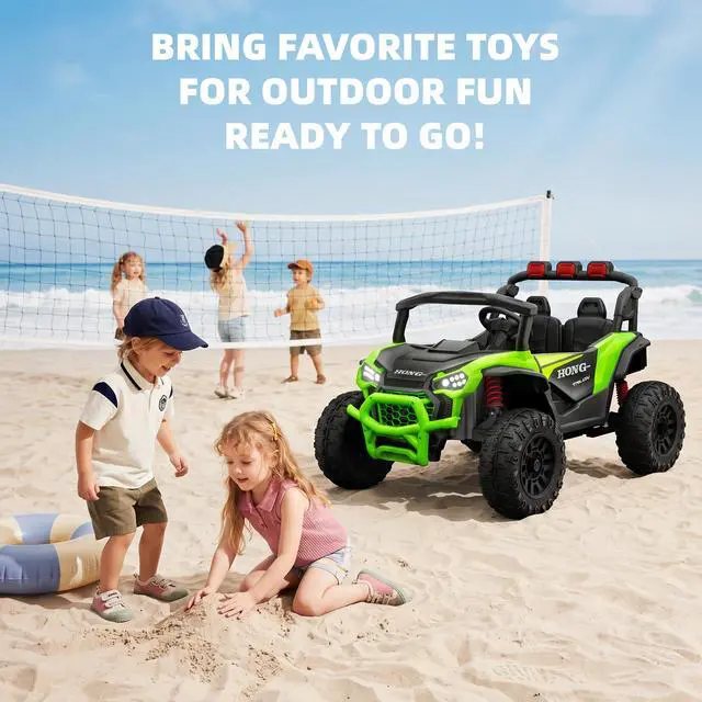 Alt view image 7 of 7 - Upgraded Kids Off-Road Electric Car, Large Capacity Battery, with Remote Control, Bluetooth, LED Lights, Outdoor Ride-On Toy Car , for Boys and Girls(green)