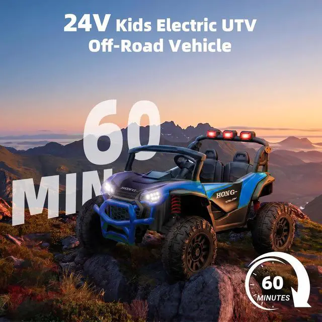 Alt view image 4 of 7 - Upgraded Kids Off-Road Electric Car, Large Capacity Battery, with Remote Control, Bluetooth, LED Lights, Outdoor Ride-On Toy Car , for Boys and Girls(blue)