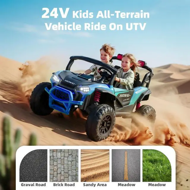 Alt view image 6 of 7 - Upgraded Kids Off-Road Electric Car, Large Capacity Battery, with Remote Control, Bluetooth, LED Lights, Outdoor Ride-On Toy Car , for Boys and Girls(blue)