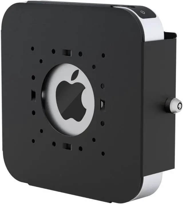 Main image of RackSolutions 100-D Fixed Wall Mount for Apple Mac Mini (Dual VESA)  Secure Wall Enclosure with Barrel Lock, Compatible with 2010-2023 Mac Minis, 16 GA Steel