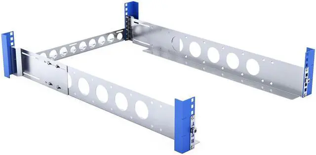 Alt view image 2 of 3 - RackSolutions 2U Wide Equipment Universal Rail 24in Depth with Wire Bar  Adjustable Rack Rails, Fits 4 Post Racks, 75 lb Capacity, Compatible with Dell, HP, IBM, Apple