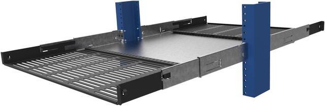 Alt view image 2 of 5 - RackSolutions 1U Dual Dry Slide 2Post Center Mount Shelf - Sliding Shelves for IT Equipment, 40lb Capacity, Compatible with 3" Uprights