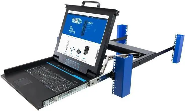 Main image of RackSolutions 1U Sliding KVM with Keyboard, Trackpad, and 17" Monitor  Single System Control, 1 KVM Port (VGA)  17" TFT LED Display