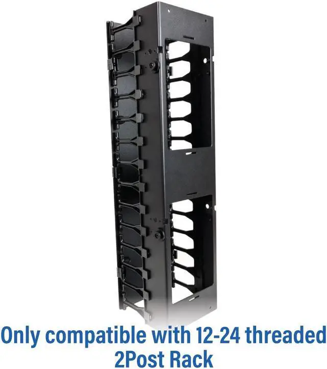 Alt view image 2 of 7 - RackSolutions 42U Vertical Plastic Cable Duct with Cover (Button Mount)  3-Piece Set, T-Finger Design for Cable Routing  Compatible with 2-Post Racks