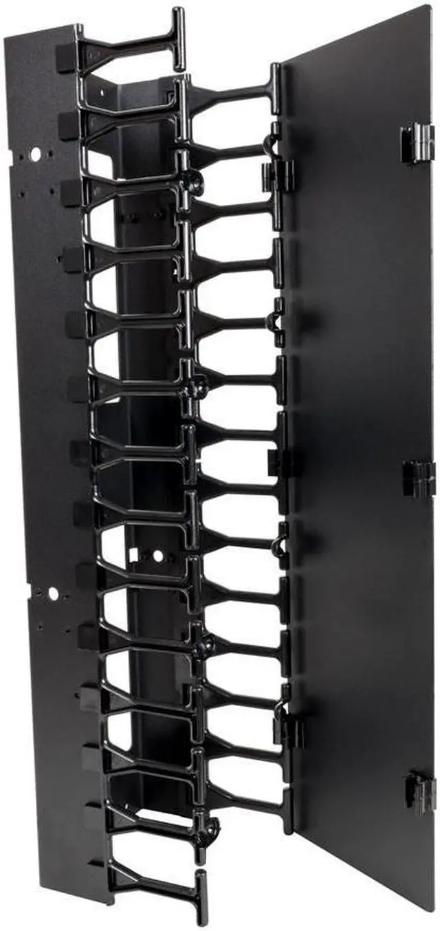 Alt view image 5 of 7 - RackSolutions 42U Vertical Plastic Cable Duct with Cover (Button Mount)  3-Piece Set, T-Finger Design for Cable Routing  Compatible with 2-Post Racks