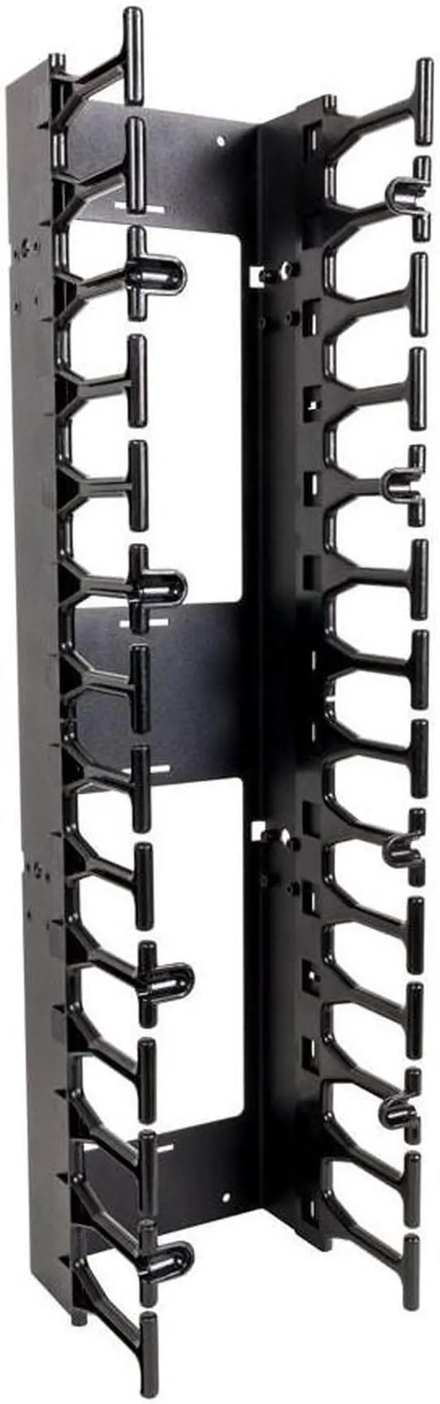 Alt view image 6 of 7 - RackSolutions 42U Vertical Plastic Cable Duct with Cover (Button Mount)  3-Piece Set, T-Finger Design for Cable Routing  Compatible with 2-Post Racks
