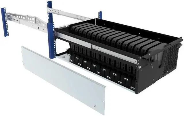 Alt view image 3 of 7 - RackSolutions 5U HyperShelf for 16 Apple Mac Mini  Rack Mount 16 Mac Minis per Shelf, Integrated Airflow, Cable Management, and Serviceability