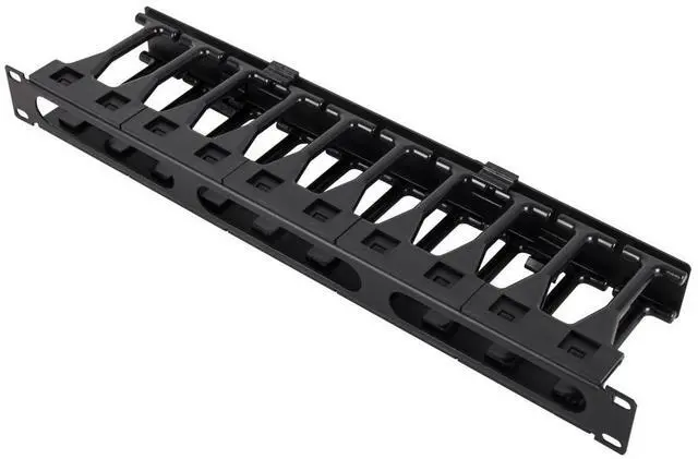 Alt view image 2 of 3 - RackSolutions 1U Horizontal High Density Cable Duct with Cover  High Capacity Cable Management, Rear Pass-Through, Organizes and Separates Cables