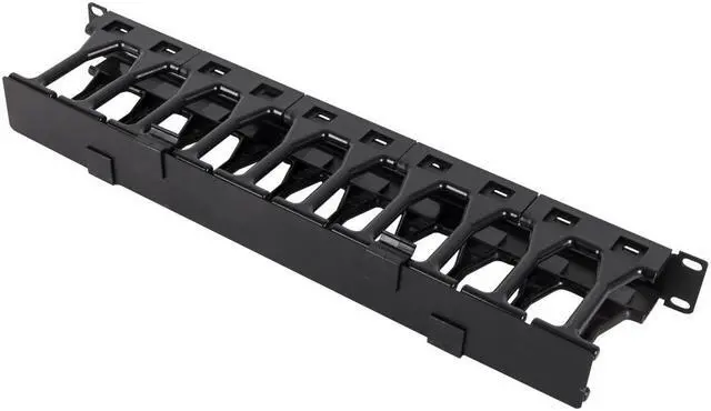 Main image of RackSolutions 1U Horizontal High Density Cable Duct with Cover  High Capacity Cable Management, Rear Pass-Through, Organizes and Separates Cables