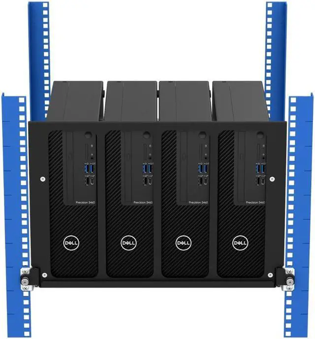 Main image of RackSolutions 4-Unit Precision 3460 SFF Face Plate/Bracket Set for Modular Device Testing Shelf, Optimized Cooling and Cable Access