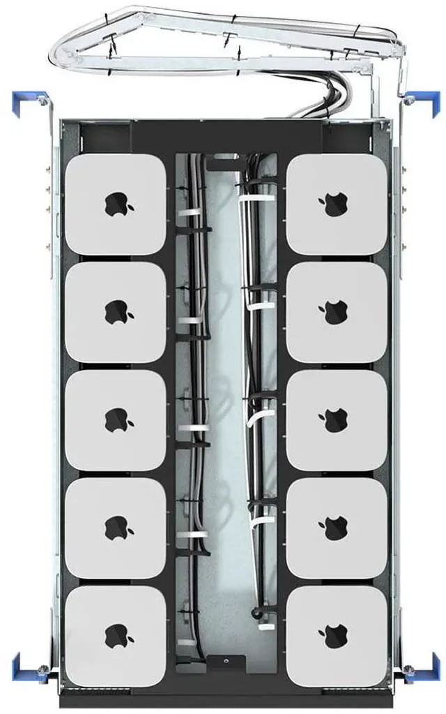 Alt view image 4 of 7 - RackSolutions 2U HyperShelf for 10 Mac Mini M4 and M4 Pro (2024), Integrated Airflow, Cable Management, Extends for In-Rack Serviceability - OEM