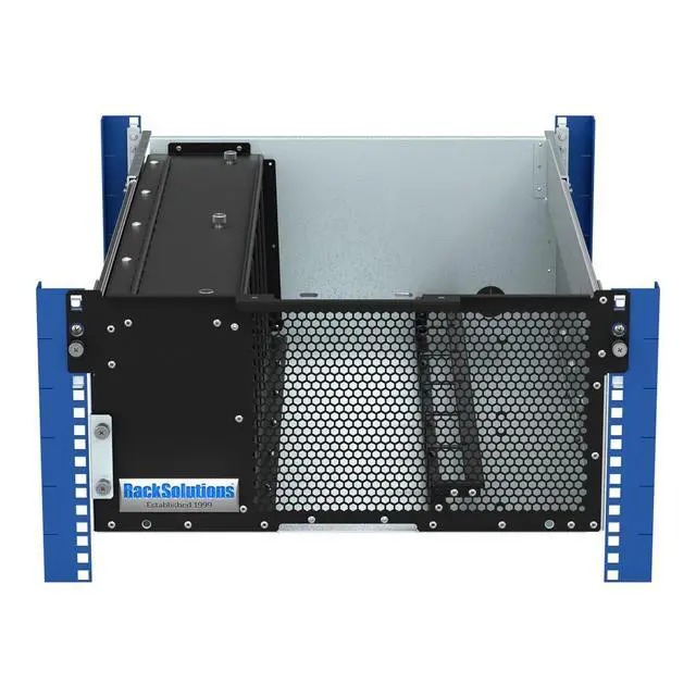 Alt view image 5 of 7 - RackSolutions 5U HyperShelf for 6 Apple Mac Studio, Rack Mount Shelf with Airflow Management and Cable Management Arm, 26"-29.5" Depth Range