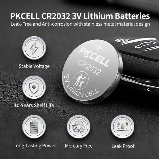 Alt view image 6 of 7 - PKCELL 50-Pack CR2032 Lithium Coin Cell Battery, 3 Volt, Long Lasting Power, Mercury-Free Compatible with Apple AirTag, Key Fob, and other devices