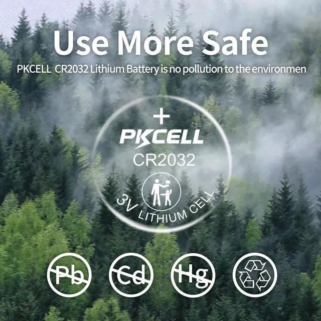 Alt view image 4 of 7 - PKCELL 50-Pack CR2032 Lithium Coin Cell Battery, 3 Volt, Long Lasting Power, Mercury-Free Compatible with Apple AirTag, Key Fob, and other devices
