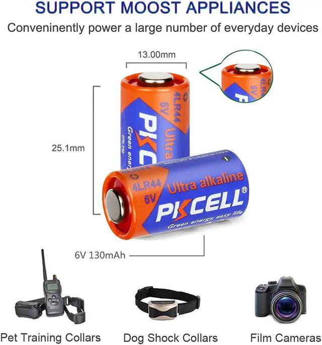 Alt view image 4 of 6 - PKCELL 4LR44 6V Battery 20-Pack Dog Collar Batteries (PX28A 476A A544 K28A L1325 Battery)