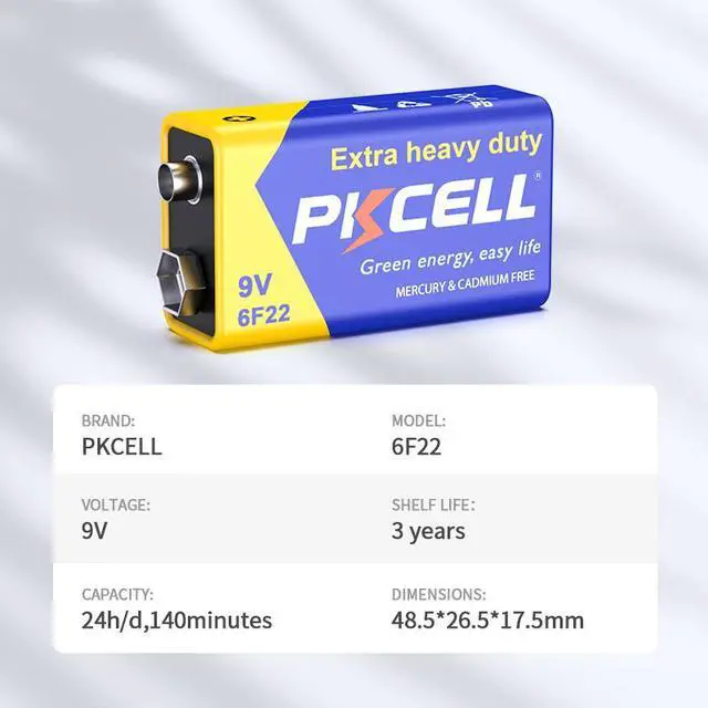 Alt view image 2 of 7 - PKCELL 9V Battery Carbon Zinc for Smoke Detectors 6F22 Battery,Ultra Long-Lasting