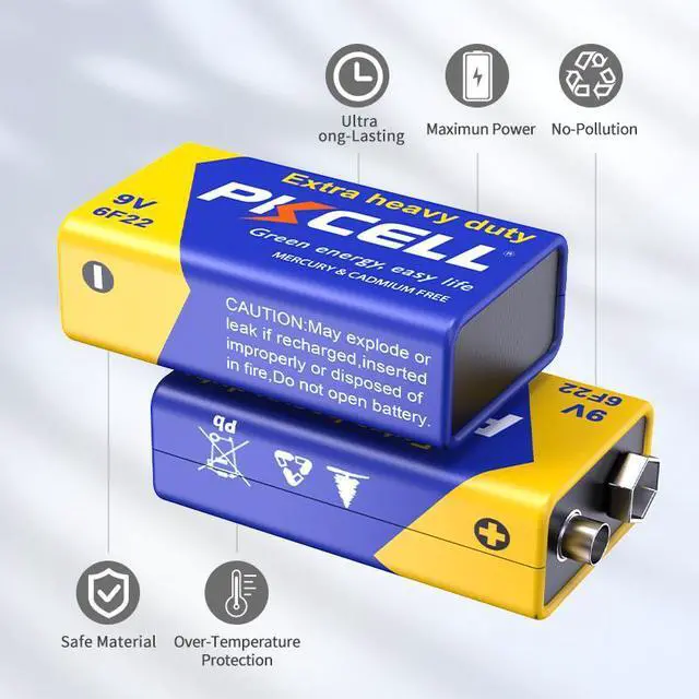 Alt view image 6 of 7 - PKCELL 9V Battery Carbon Zinc for Smoke Detectors 6F22 Battery,Ultra Long-Lasting