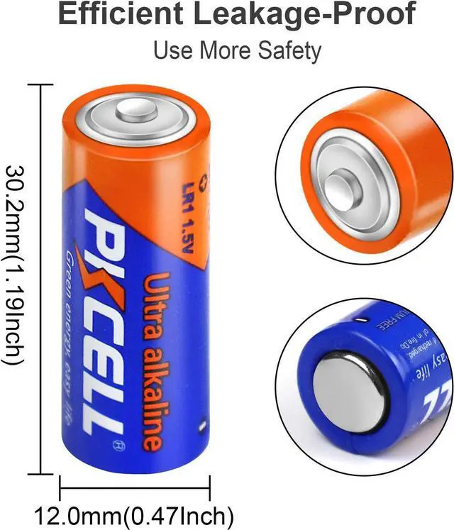 Alt view image 3 of 6 - PKCELL 20 Counts 1.5V E90 LR1 MN9100 N Size Alkaline Batteries