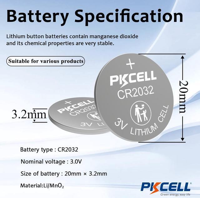 Alt view image 3 of 7 - PKCELL 100Pcs CR2032 Battery,Long-Lasting & High Capacity CR 2032 3V Coin & Button Cell Lithium Batteries with Adaptive Power and Superior Safety