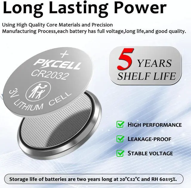 Alt view image 5 of 7 - PKCELL 100Pcs CR2032 Battery,Long-Lasting & High Capacity CR 2032 3V Coin & Button Cell Lithium Batteries with Adaptive Power and Superior Safety