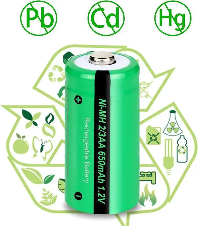 Alt view image 6 of 7 - PKCELL 10PC 2/3AA 650MAH NI-MH Rechargeable Battery (30 * 15mm, 2/3AA Size, NOT AA or AAA Size)