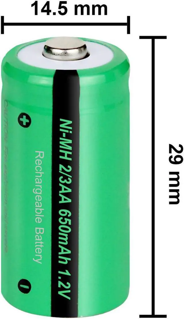 Alt view image 2 of 7 - PKCELL 10PC 2/3AA 650MAH NI-MH Rechargeable Battery (30 * 15mm, 2/3AA Size, NOT AA or AAA Size)