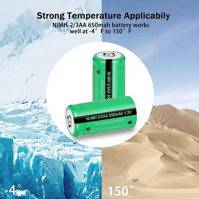 Alt view image 7 of 7 - PKCELL 10PC 2/3AA 650MAH NI-MH Rechargeable Battery (30 * 15mm, 2/3AA Size, NOT AA or AAA Size)