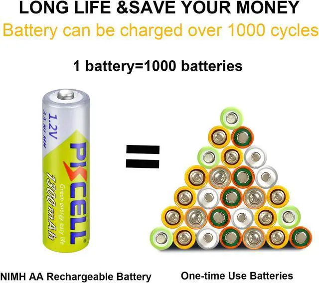 Alt view image 2 of 4 - PKCELL 16PC AA 1300mah 1.2V NI-MH Rechargeable Battery for toys,Flashlight