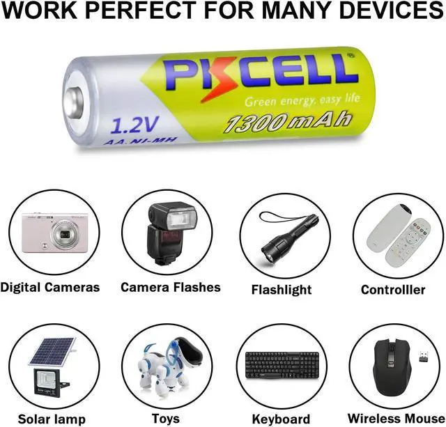Alt view image 3 of 4 - PKCELL 16PC AA 1300mah 1.2V NI-MH Rechargeable Battery for toys,Flashlight
