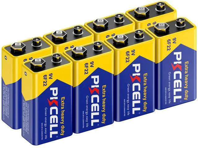 Main image of PKCELL 8pack 9V Battery Carbon Zinc for Smoke Detectors 6F22 Battery,Ultra Long-Lasting