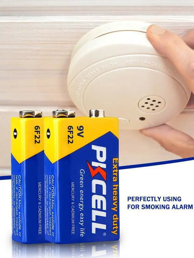 Alt view image 5 of 5 - PKCELL 8pack 9V Battery Carbon Zinc for Smoke Detectors 6F22 Battery,Ultra Long-Lasting