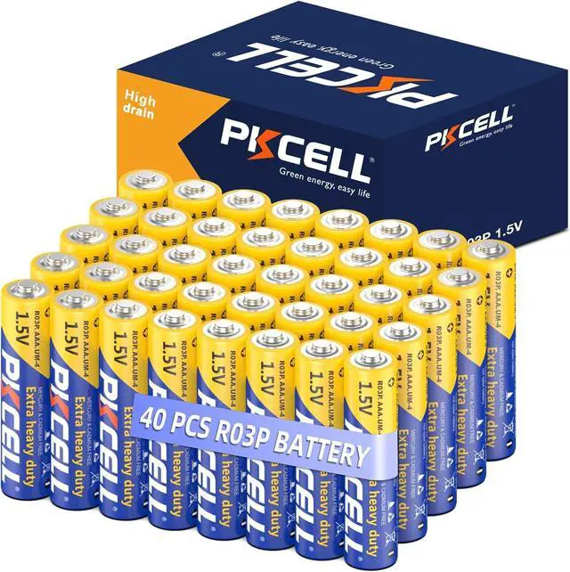 Main image of PKCELL AAA Batteries 40 Pack, Triple A Batteries, 1.5V High-Performance Carbon Battery for LED Candles Clock Remote Controls Flashlights