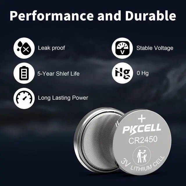 Alt view image 4 of 6 - PKCELL 20 Pack CR2450 Battery CR2450 3V Lithium Battery, High Capacity, Long Lasting Power, Mercury-Free
