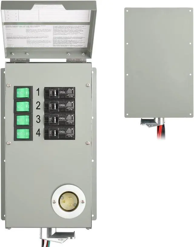 Main image of Natures Generator Power Transfer Switch Kit 4 Circuits, 15Amps, Indoor Manual Switch, 10 Foot 3 x 14 AWG Power Cord for Generator to Connect Inhouse Breaker Panel