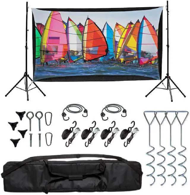 Alt view image 16 of 17 - Recreation Series System | 9' Front and Rear Projection Screen with HD Savi 1080p Projector, Surround Sound System & Blu-Ray Player w/WiFi (EZ-950)
