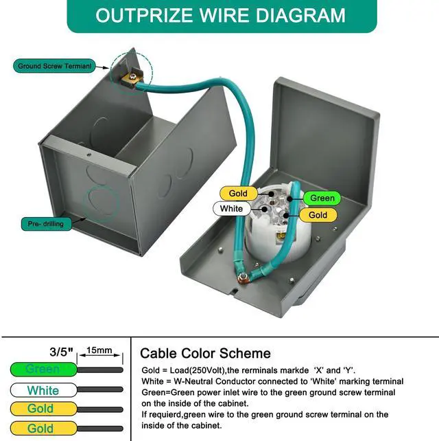 Alt view image 6 of 7 - Nature's Generator 125V/250V 30A Power Inlet Box L14-30P