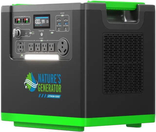 Alt view image 4 of 7 - Natures Generator 3840Wh Solar Generator, LiFePO4 Batteries, 6000W Portable Power Station for Home Backup, RVs, Emergencies, Power Outages, and Outdoor Camping (2-6000W+ ATS50A)