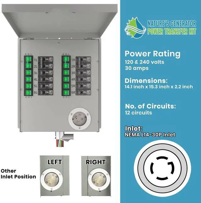 Alt view image 6 of 7 - Natures Generator 3840Wh Solar Generator + 12 Circuit 30A Transfer Swtich, Lithium Batteries, 6000W Power Station for Home Backup, RVs, Emergencies, Power Outages, and Outdoor Camping