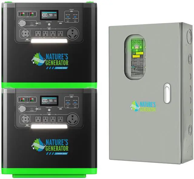 Main image of Natures Generator 3840Wh Solar Generator, LiFePO4 Batteries, 6000W Portable Power Station for Home Backup, RVs, Emergencies, Power Outages, and Outdoor Camping (2-6000W+ ATS50A)