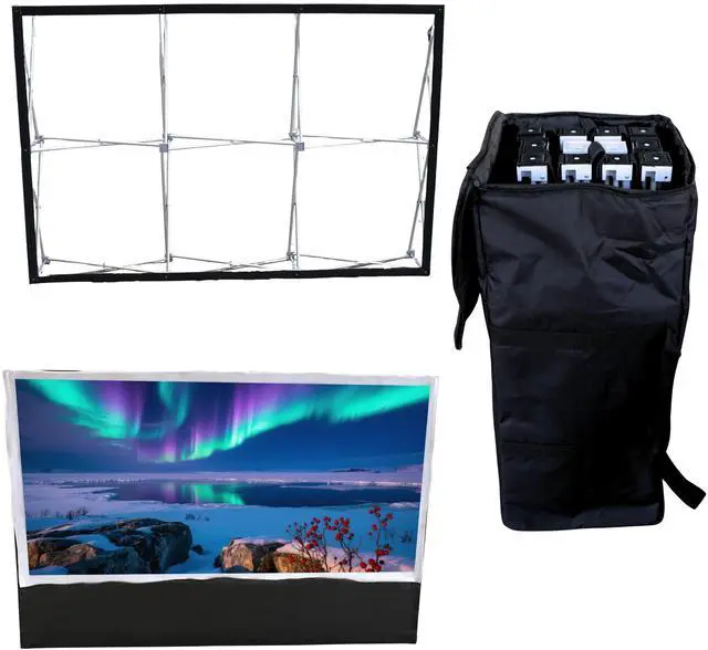 Alt view image 2 of 7 - Backyard Theater Systems  8' Projection Screen with Mini HD Projector and Sound Kit