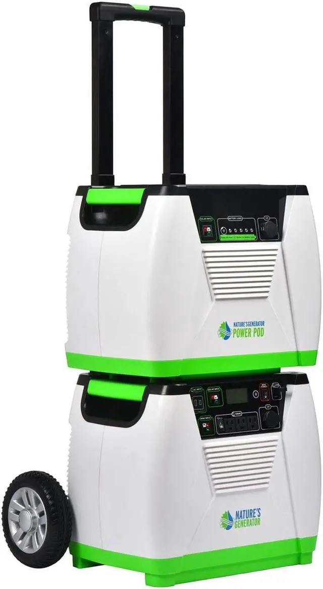 Alt view image 3 of 6 - NATURE'S GENERATOR 1800W Platinum System: Solar & Wind Powered Off-Grid Portable Generator + 3×100W Solar Panel+Power pod
