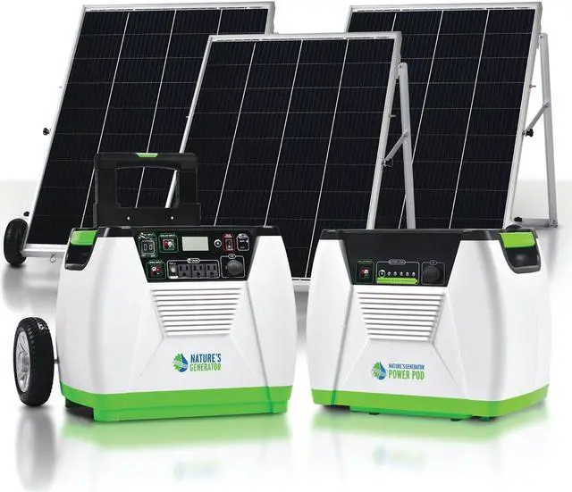 Main image of NATURE'S GENERATOR 1800W Platinum System: Solar & Wind Powered Off-Grid Portable Generator + 3×100W Solar Panel+Power pod