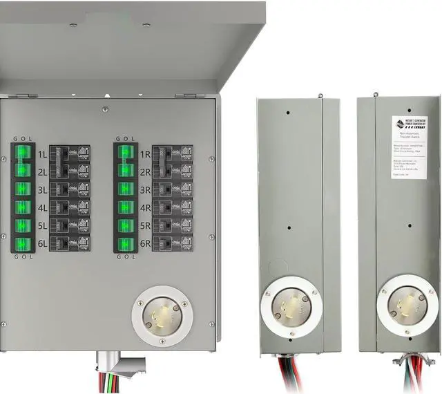 Alt view image 6 of 6 - Nature's Generator Transfer Switch12-Circuits 120/240V 30A Non-automatic Power Transfer Kit