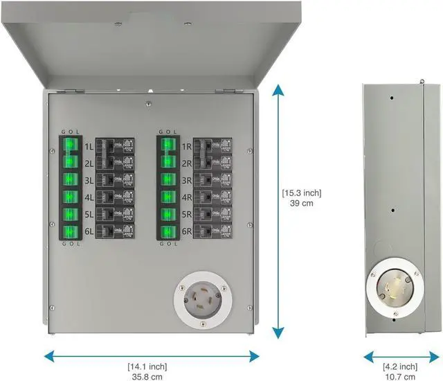 Alt view image 3 of 6 - Nature's Generator Transfer Switch12-Circuits 120/240V 30A Non-automatic Power Transfer Kit